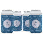 Rope Sail Boats Can Cooler (12 oz) - Set of 4 w/ Name or Text