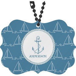Rope Sail Boats Rear View Mirror Charm (Personalized)