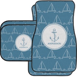 Rope Sail Boats Car Floor Mats Set - 2 Front & 2 Back (Personalized)