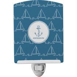 Rope Sail Boats Ceramic Night Light (Personalized)