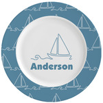 Rope Sail Boats Ceramic Dinner Plates (Set of 4) (Personalized)