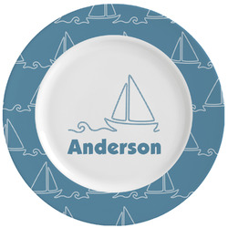 Rope Sail Boats Ceramic Dinner Plates (Set of 4) (Personalized)