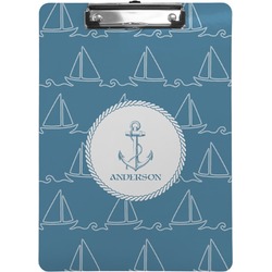 Rope Sail Boats Clipboard (Letter Size) (Personalized)
