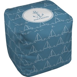 Rope Sail Boats Cube Pouf Ottoman (Personalized)