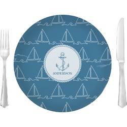 Rope Sail Boats Glass Lunch / Dinner Plate 10" (Personalized)