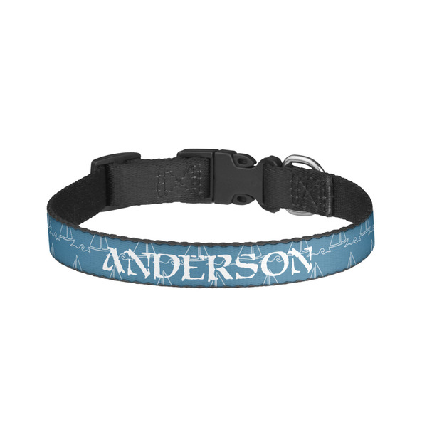 Custom Rope Sail Boats Dog Collar - Small (Personalized)