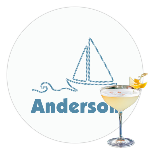 Custom Rope Sail Boats Printed Drink Topper - 3.5" (Personalized)