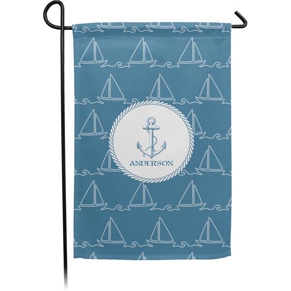 Custom Rope Sail Boats Small Garden Flag - Double Sided w/ Name or Text