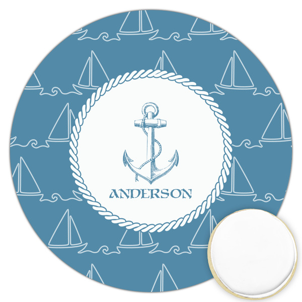 Custom Rope Sail Boats Printed Cookie Topper - 3.25" (Personalized)