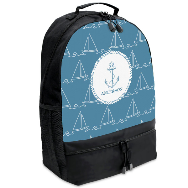 Custom Rope Sail Boats Backpacks - Black (Personalized)