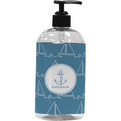 Rope Sail Boats Plastic Soap / Lotion Dispenser (16 oz - Large - Black) (Personalized)
