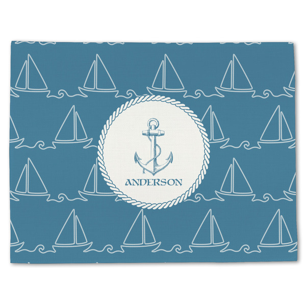 Custom Rope Sail Boats Single-Sided Linen Placemat - Single w/ Name or Text