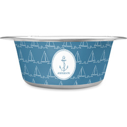 Rope Sail Boats Stainless Steel Dog Bowl - Large (Personalized)