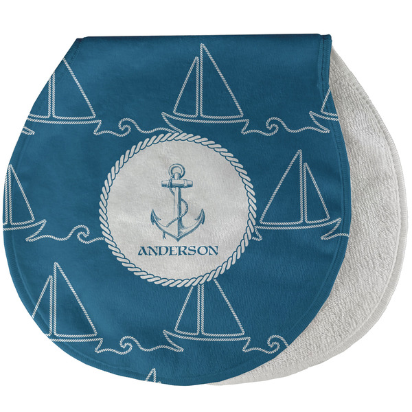 Custom Rope Sail Boats Burp Pad - Velour w/ Name or Text