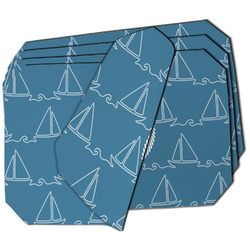 Rope Sail Boats Dining Table Mat - Octagon - Set of 4 (Double-SIded) w/ Name or Text