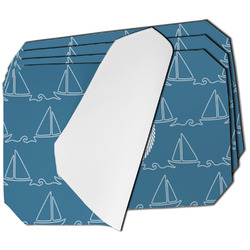 Rope Sail Boats Dining Table Mat - Octagon - Set of 4 (Single-Sided) w/ Name or Text
