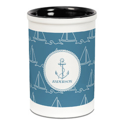 Rope Sail Boats Ceramic Pencil Holders - Black