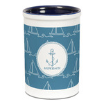 Rope Sail Boats Ceramic Pencil Holders - Blue