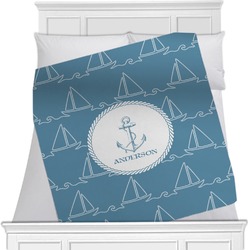 Rope Sail Boats Minky Blanket - Twin / Full - 80"x60" - Single Sided (Personalized)