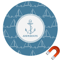 Rope Sail Boats Round Car Magnet - 10" (Personalized)