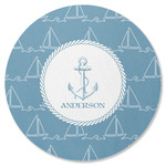 Rope Sail Boats Round Rubber Backed Coaster (Personalized)