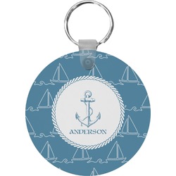 Rope Sail Boats Round Plastic Keychain (Personalized)