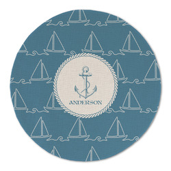 Rope Sail Boats Round Linen Placemat (Personalized)
