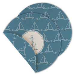 Rope Sail Boats Round Linen Placemat - Double Sided - Set of 4 (Personalized)