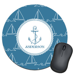 Rope Sail Boats Round Mouse Pad (Personalized)