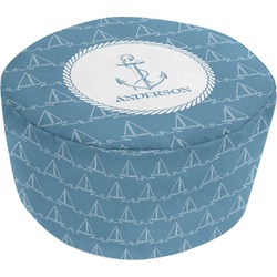 Rope Sail Boats Round Pouf Ottoman (Personalized)