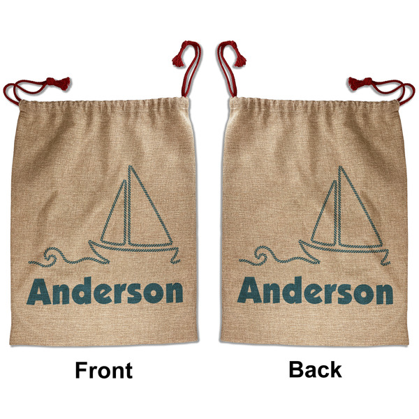 Custom Rope Sail Boats Santa Sack - Front & Back (Personalized)