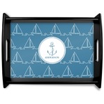 Rope Sail Boats Black Wooden Tray - Large (Personalized)