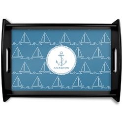 Rope Sail Boats Black Wooden Tray - Small (Personalized)