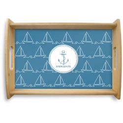 Rope Sail Boats Natural Wooden Tray - Small (Personalized)