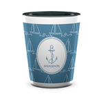 Rope Sail Boats Ceramic Shot Glass - 1.5 oz - Two Tone - Set of 4 (Personalized)