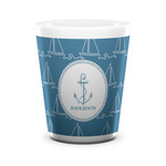 Rope Sail Boats Ceramic Shot Glass - 1.5 oz - White - Single (Personalized)