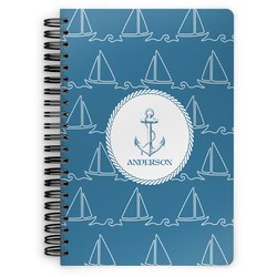 Rope Sail Boats Spiral Notebook - 7x10 w/ Name or Text