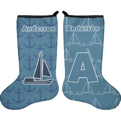 Rope Sail Boats Holiday Stocking - Double-Sided - Neoprene (Personalized)
