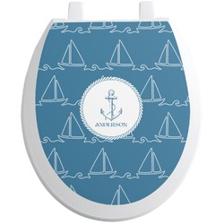 Rope Sail Boats Toilet Seat Decal - Round (Personalized)