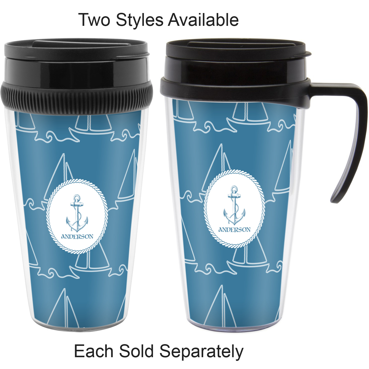 Rope Sail Boats Acrylic Travel Mug without Handle (Personalized ...