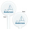 Rope Sail Boats White Plastic 5.5" Stir Stick - Double Sided - Round - Front & Back