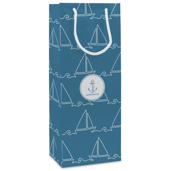 Custom Rope Sail Boats Wine Gift Bags - Gloss (Personalized)