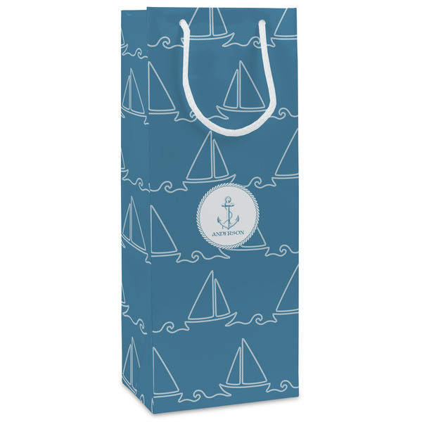 Custom Rope Sail Boats Wine Gift Bags - Matte (Personalized)