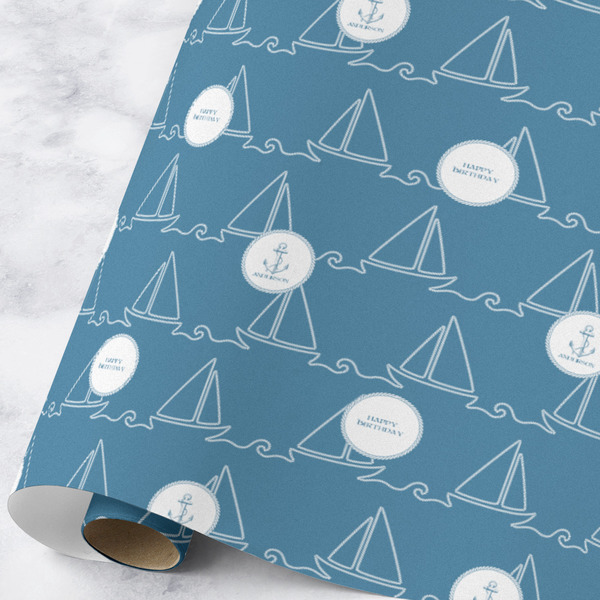 Custom Rope Sail Boats Wrapping Paper Roll - Large - Matte (Personalized)