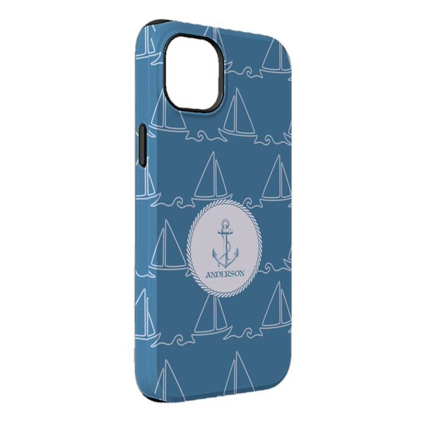 Custom Rope Sail Boats iPhone Case - Rubber Lined - iPhone 14 Plus (Personalized)