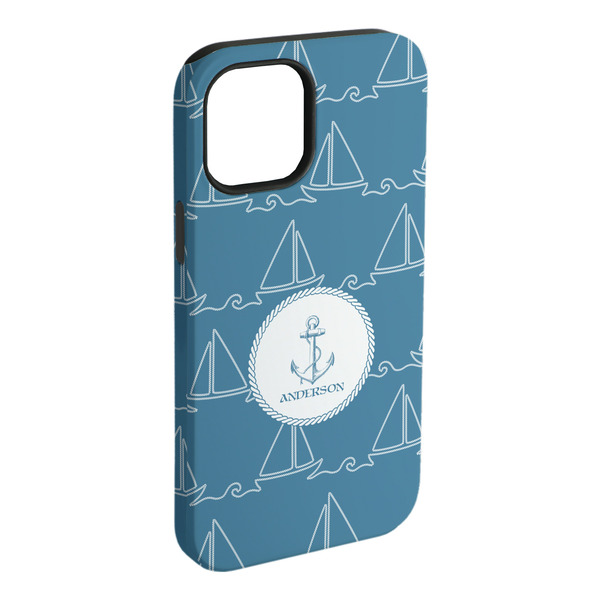 Custom Rope Sail Boats iPhone Case - Rubber Lined - iPhone 15 Plus (Personalized)