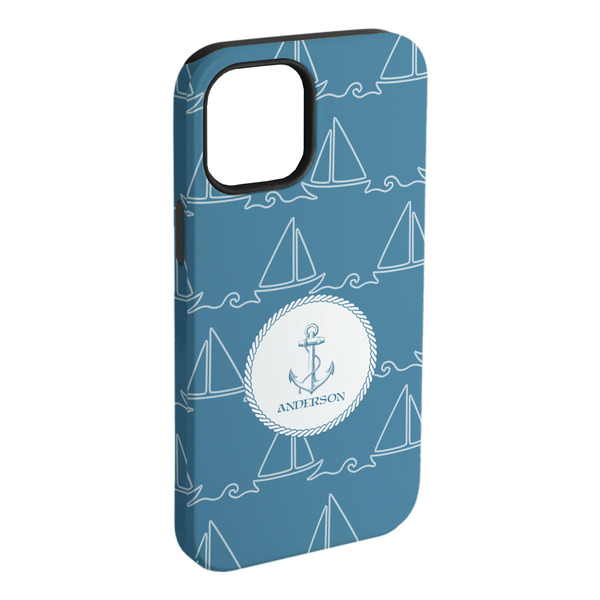 Custom Rope Sail Boats iPhone Case - Rubber Lined - iPhone 15 Pro Max (Personalized)