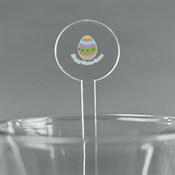 Custom Easter Eggs 7" Round Plastic Stir Sticks - Clear (Personalized)