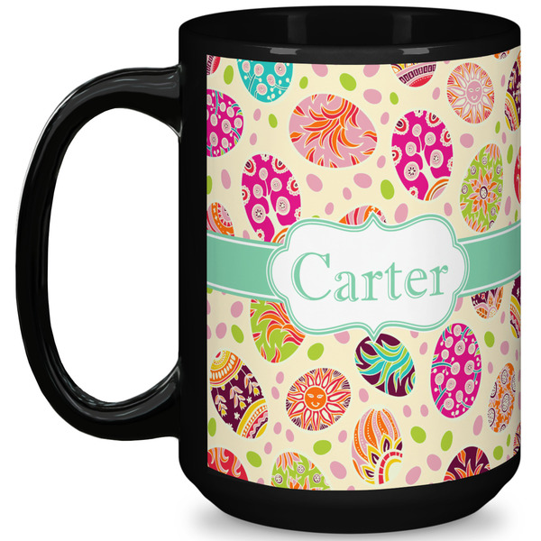 Custom Easter Eggs 15 Oz Coffee Mug - Black (Personalized)