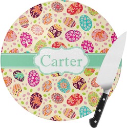 Easter Eggs Round Glass Cutting Board - Medium (Personalized)